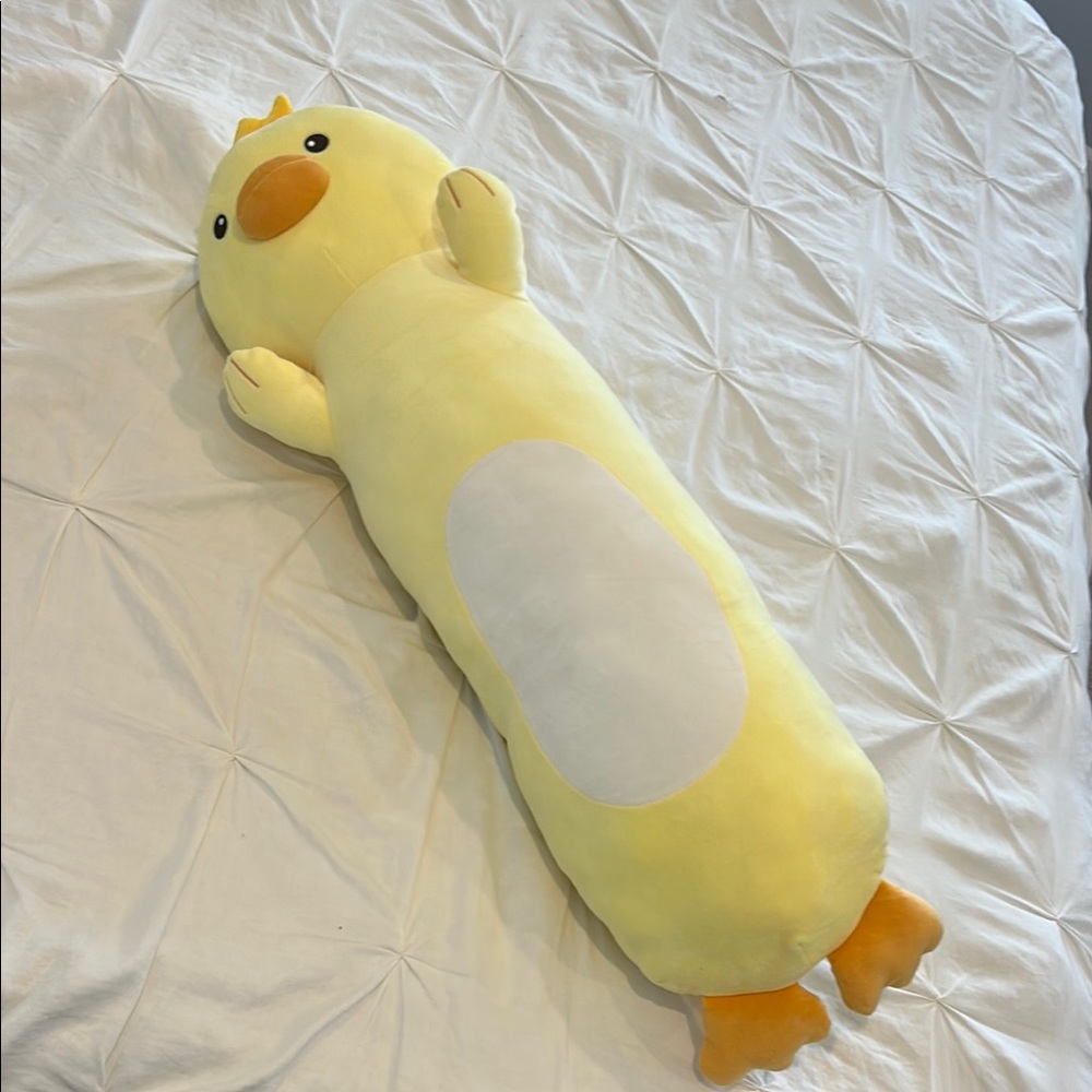 Kids Yellow Duck Stuffed Animal Plushie Body Pillow Size Approx.31 Inches